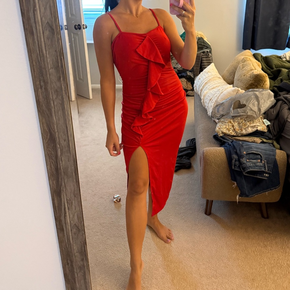 Red bodycon dress - size S 🍒